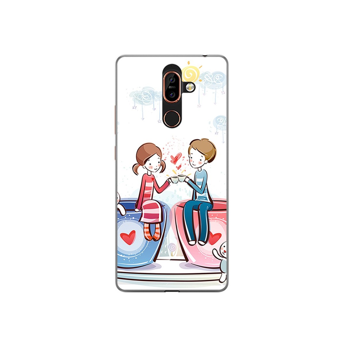 Funda Gel Tpu para Nokia 7 Plus Diseño Cafe Dibujos