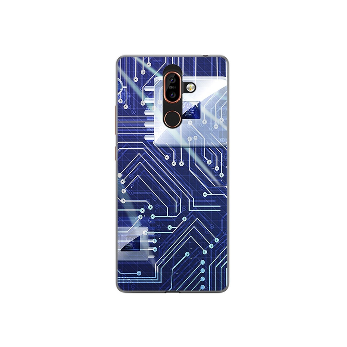 Funda Gel Tpu para Nokia 7 Plus Diseño Circuito Dibujos