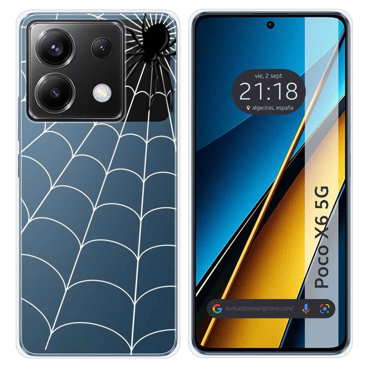 Funda Silicona Transparente para Xiaomi Poco X6 5G diseño Araña Dibujos