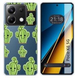 Funda Silicona Transparente para Xiaomi Poco X6 5G diseño Cactus Dibujos