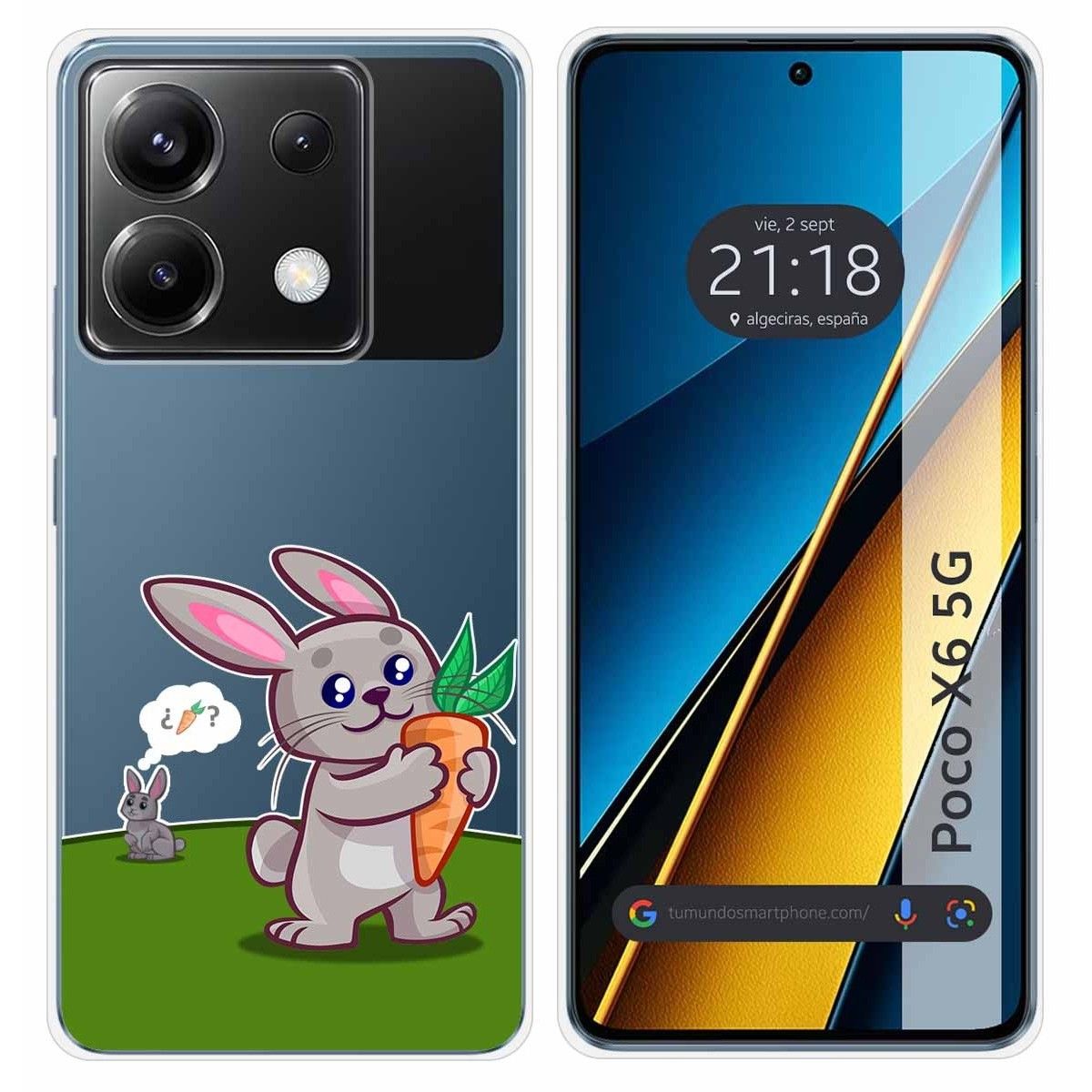 Funda Silicona Transparente para Xiaomi Poco X6 5G diseño Conejo Dibujos