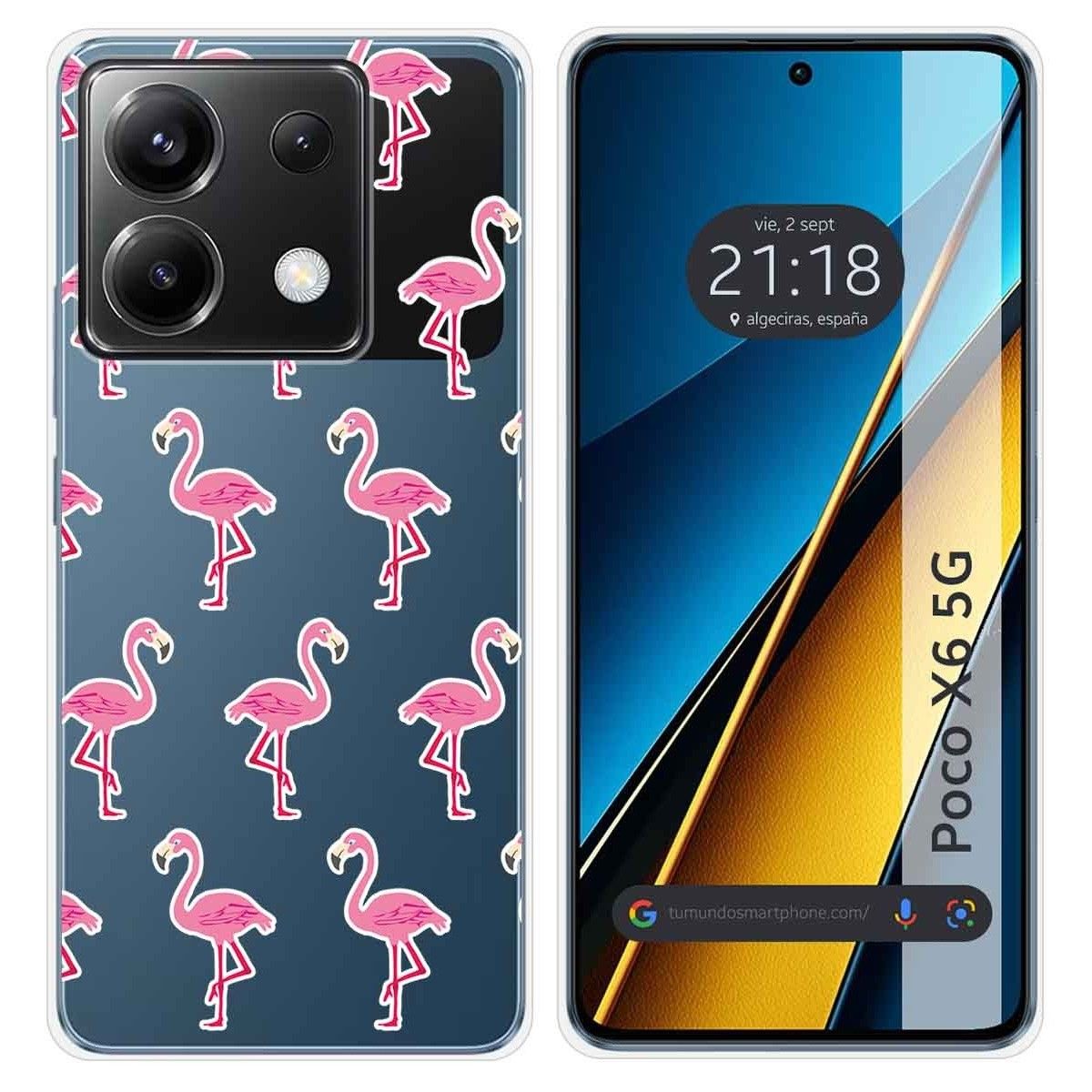 Funda Silicona Transparente para Xiaomi Poco X6 5G diseño Flamenco Dibujos
