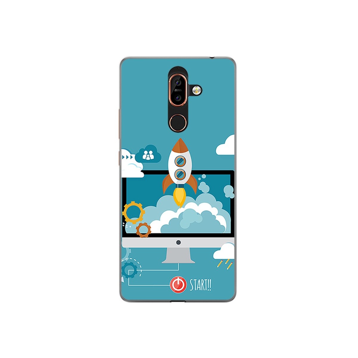 Funda Gel Tpu para Nokia 7 Plus Diseño Cohete Dibujos
