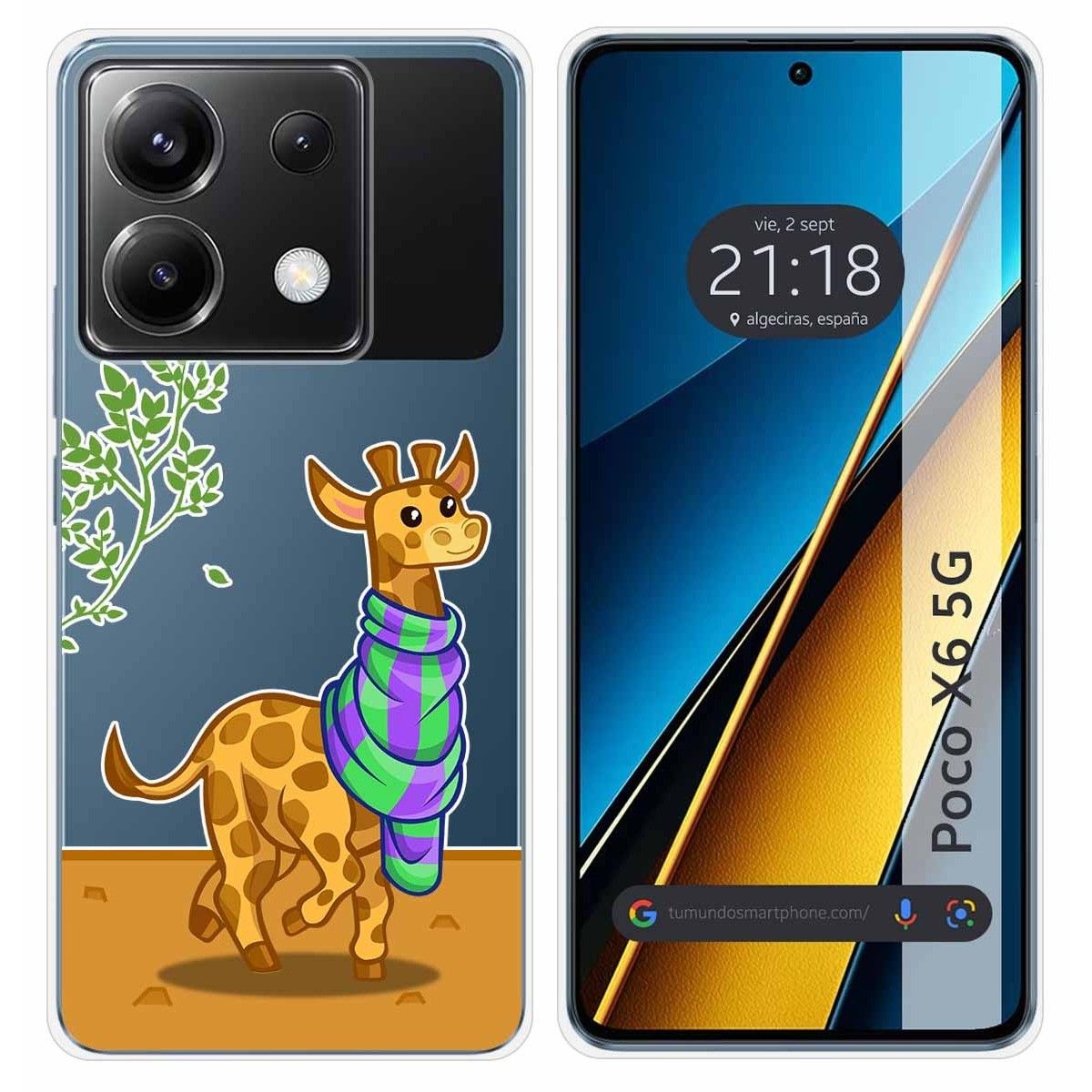 Funda Silicona Transparente para Xiaomi Poco X6 5G diseño Jirafa Dibujos