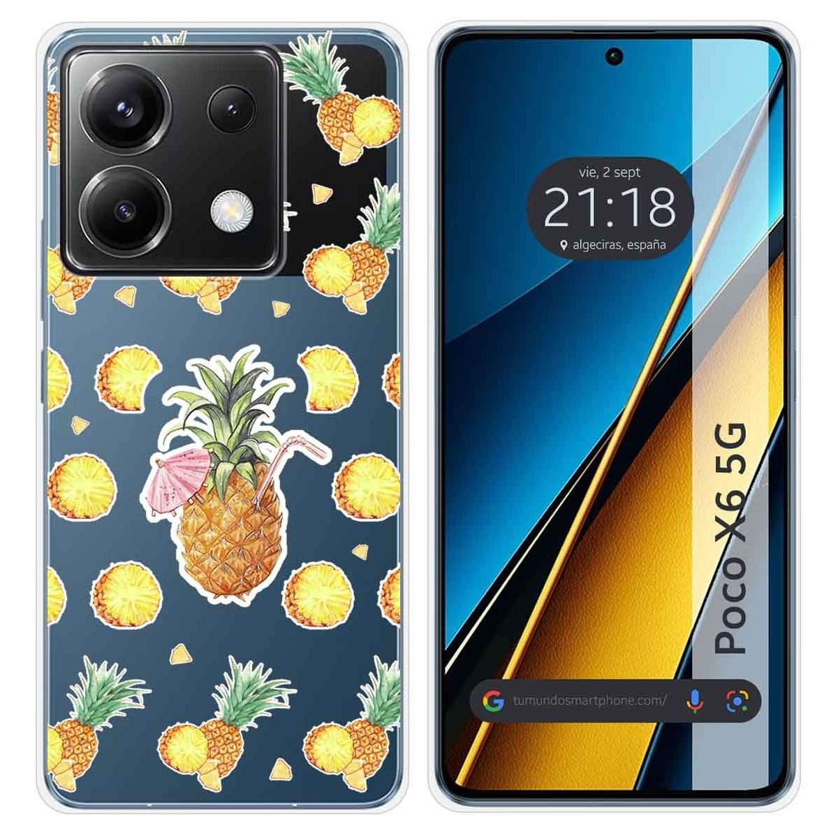Funda Silicona Transparente para Xiaomi Poco X6 5G diseño Piña Dibujos