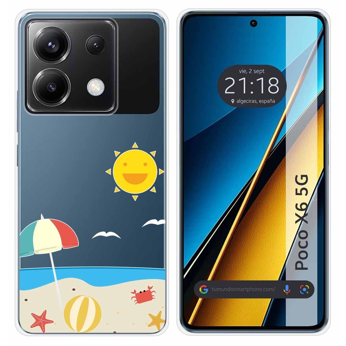 Funda Silicona Transparente para Xiaomi Poco X6 5G diseño Playa Dibujos