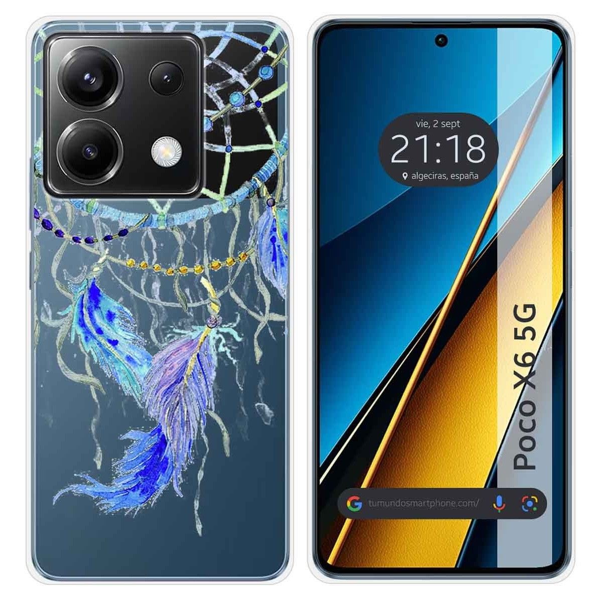 Funda Silicona Transparente para Xiaomi Poco X6 5G diseño Plumas Dibujos