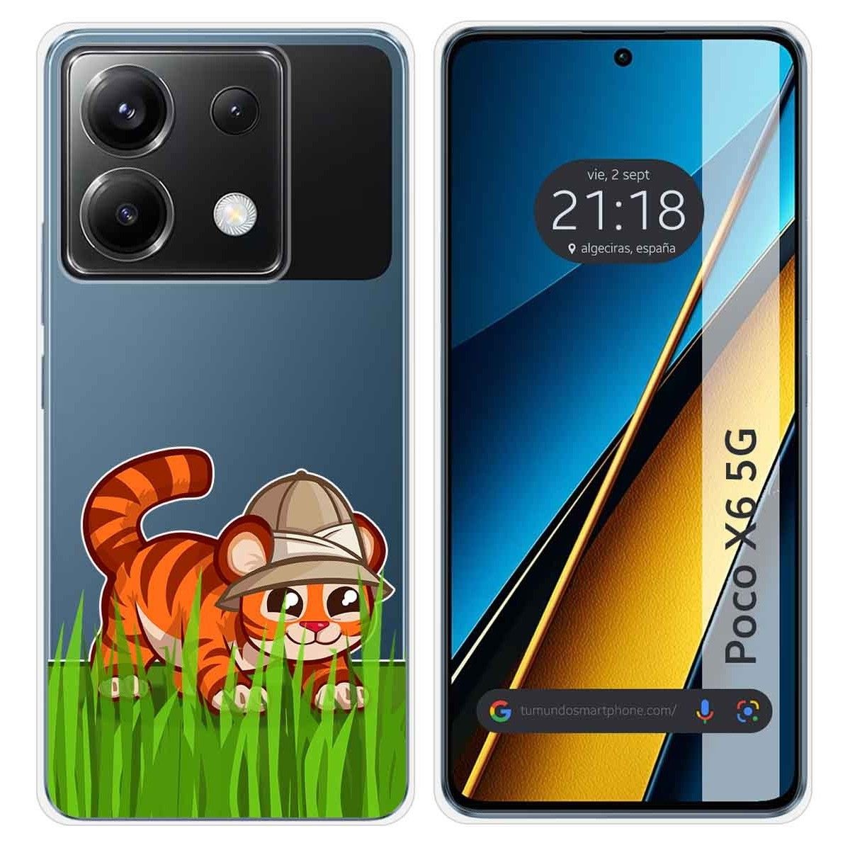 Funda Silicona Transparente para Xiaomi Poco X6 5G diseño Tigre Dibujos