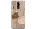 Funda Gel Tpu para Nokia 7 Plus Diseño Corazones Madera Dibujos