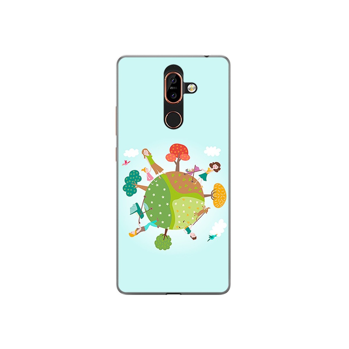 Funda Gel Tpu para Nokia 7 Plus Diseño Familia Dibujos