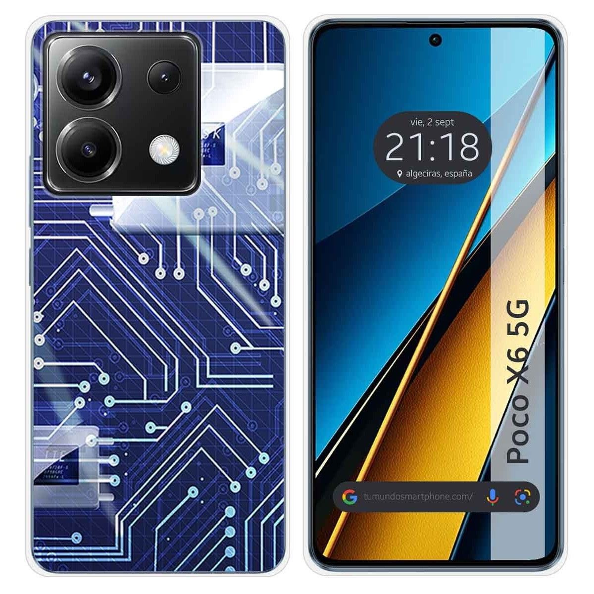 Funda Silicona para Xiaomi Poco X6 5G diseño Circuito Dibujos