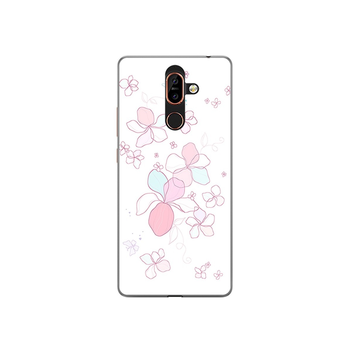 Funda Gel Tpu para Nokia 7 Plus Diseño Flores Minimal Dibujos