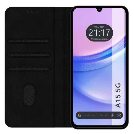 Funda Polipiel con tarjetero para Samsung Galaxy A15 4G / 5G color Negra