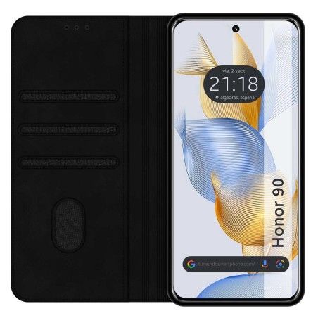 Funda Libro de Polipiel con tarjetero para Huawei Honor 90 5G color Negra