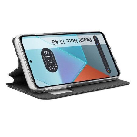 Funda Libro Soporte con Ventana para Xiaomi Redmi Note 13 4G color Negra
