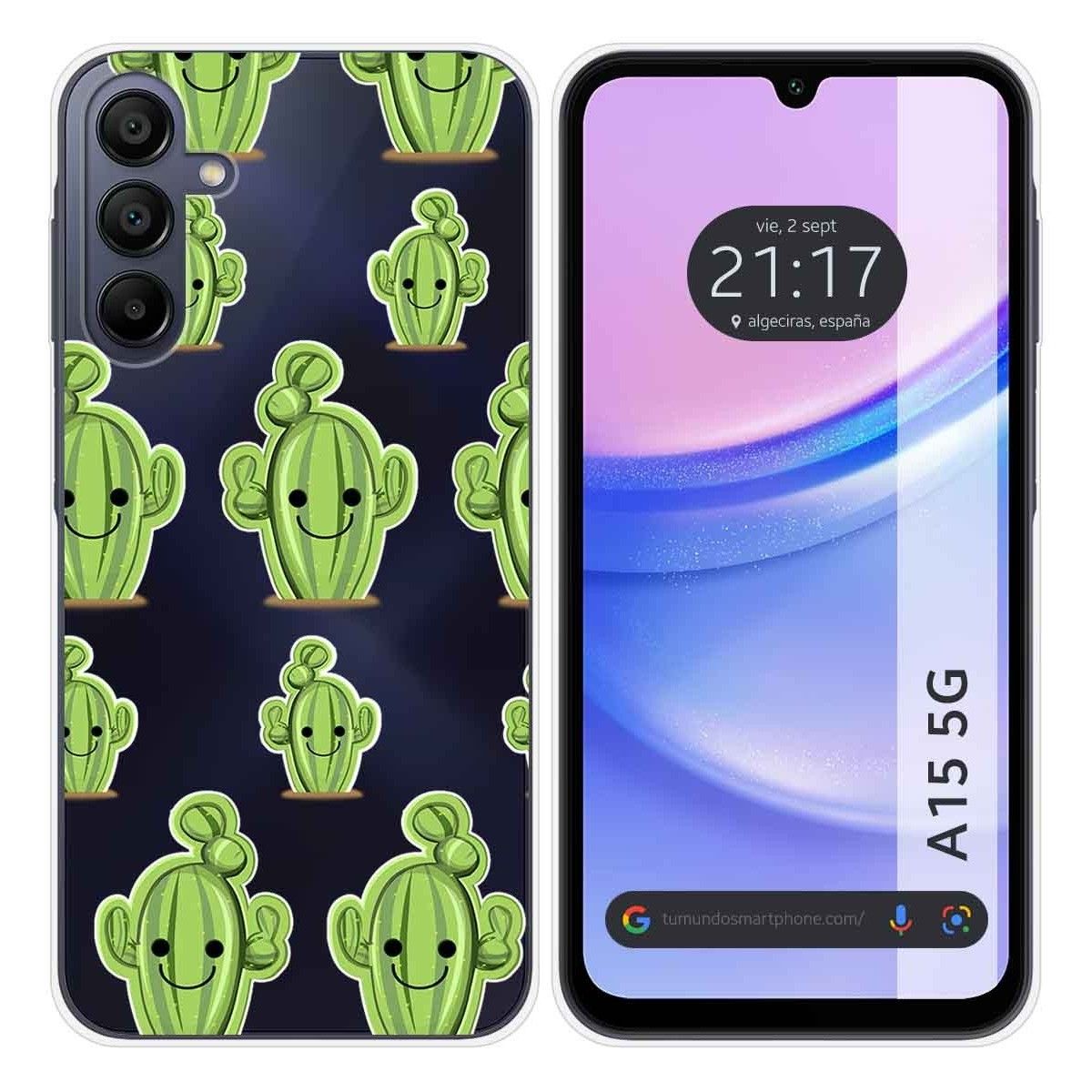 Funda Silicona Transparente para Samsung Galaxy A15 4G / 5G diseño Cactus Dibujos