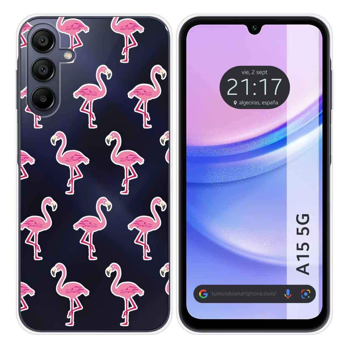 Funda Silicona Transparente para Samsung Galaxy A15 4G / 5G diseño Flamenco Dibujos