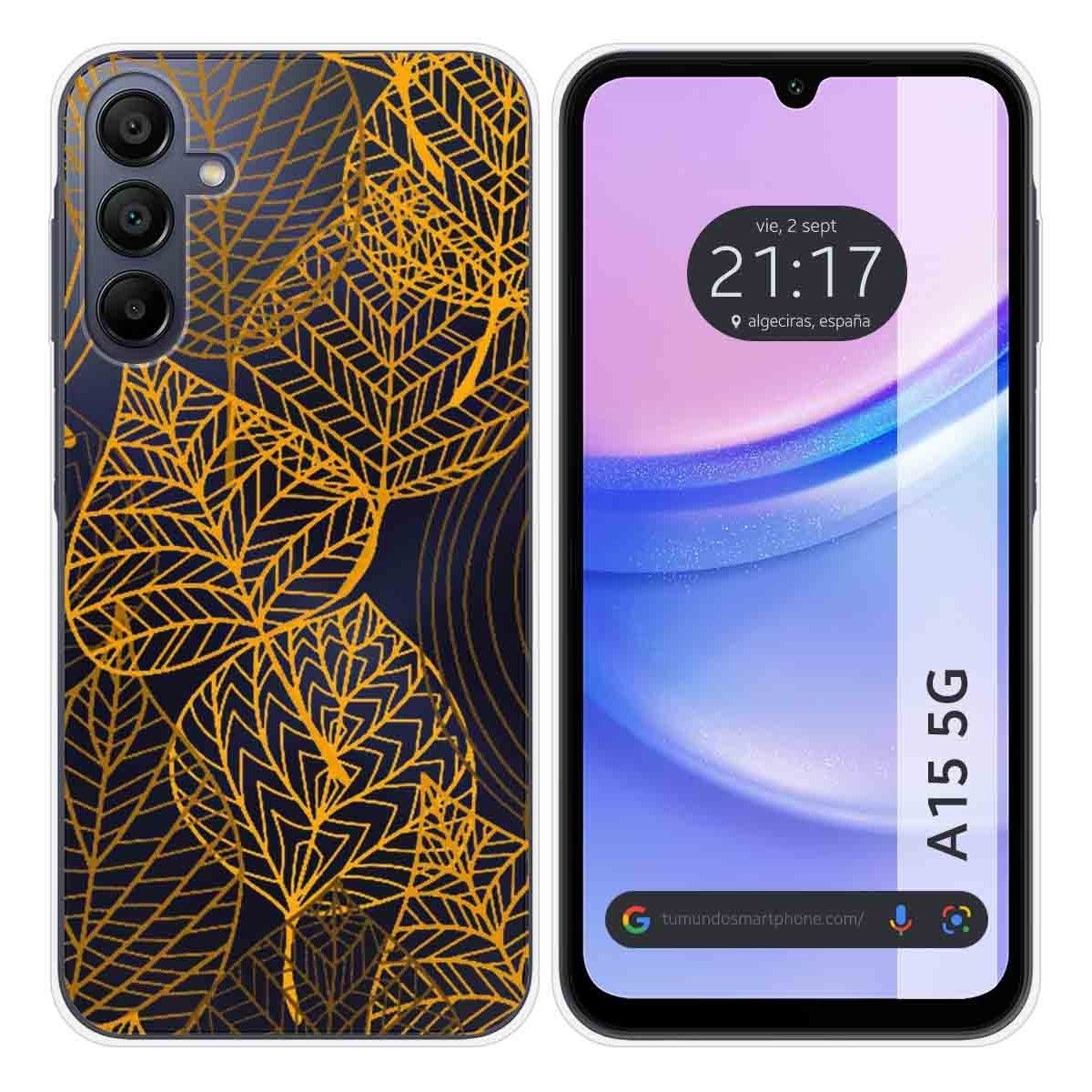 Funda Silicona Transparente para Samsung Galaxy A15 4G / 5G diseño Hojas Dibujos
