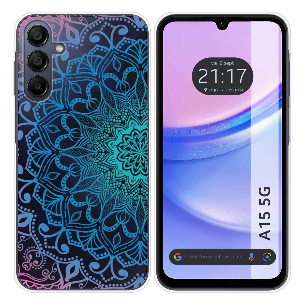 Funda Silicona Transparente para Samsung Galaxy A15 4G / 5G diseño Mandala Dibujos