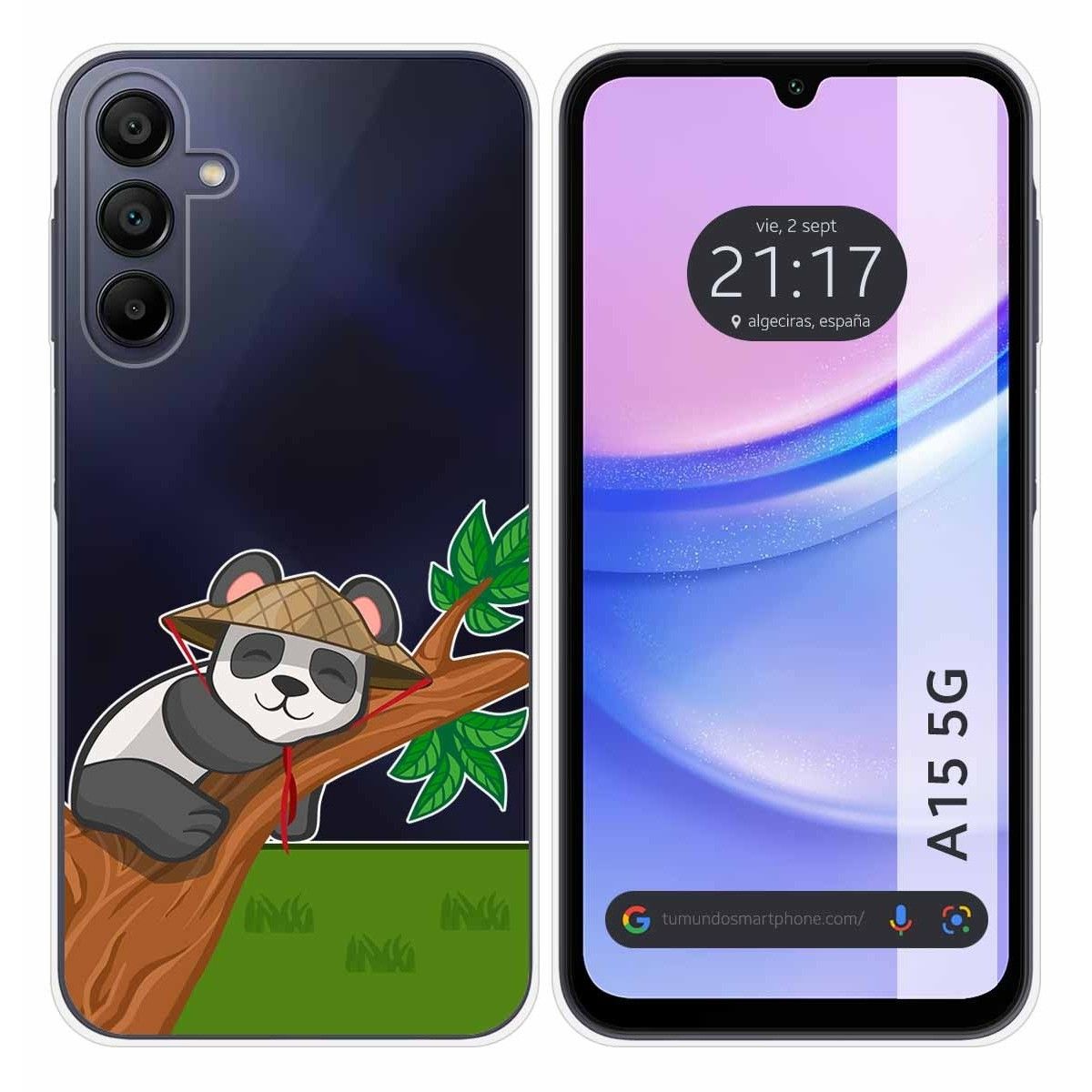 Funda Silicona Transparente para Samsung Galaxy A15 4G / 5G diseño Panda Dibujos