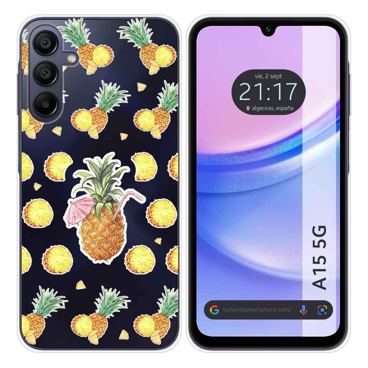 Funda Silicona Transparente para Samsung Galaxy A15 4G / 5G diseño Piña Dibujos