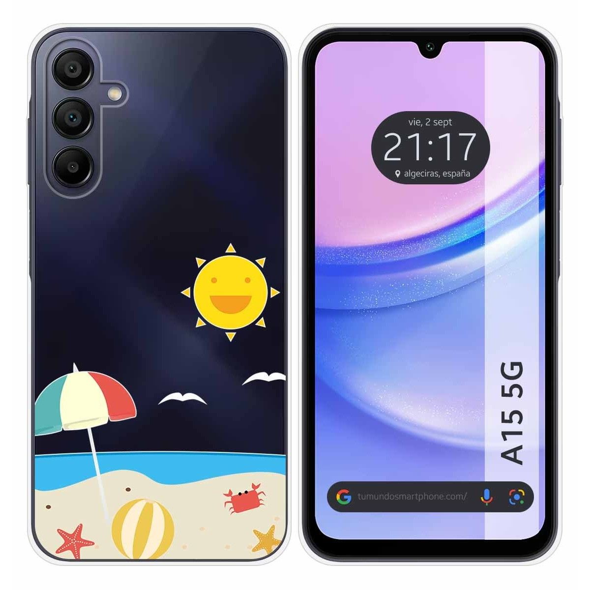 Funda Silicona Transparente para Samsung Galaxy A15 4G / 5G diseño Playa Dibujos