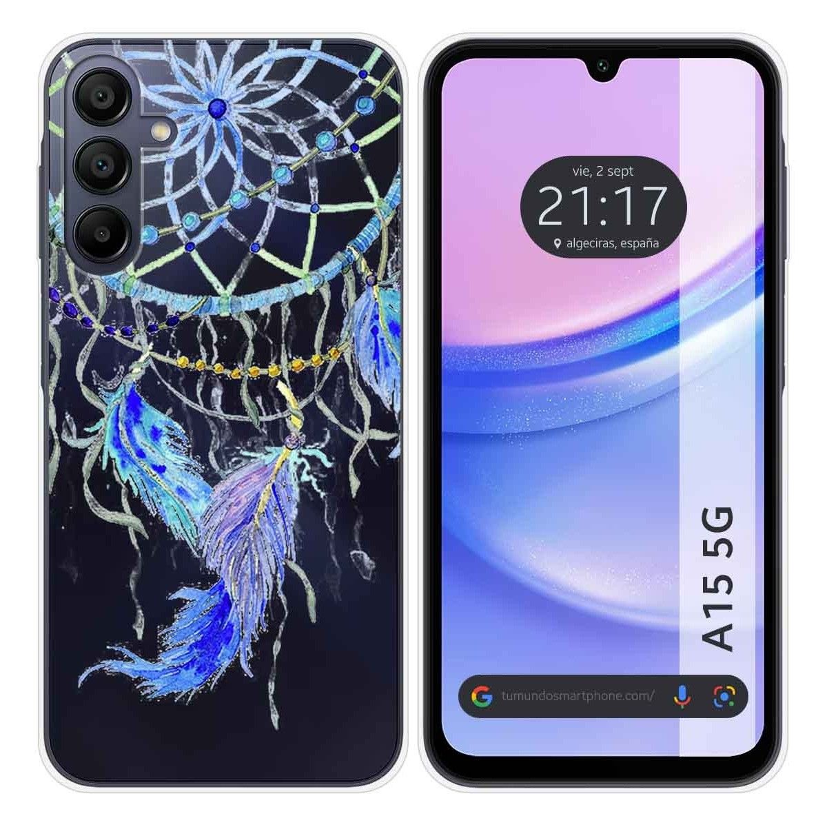 Funda Silicona Transparente para Samsung Galaxy A15 4G / 5G diseño Plumas Dibujos