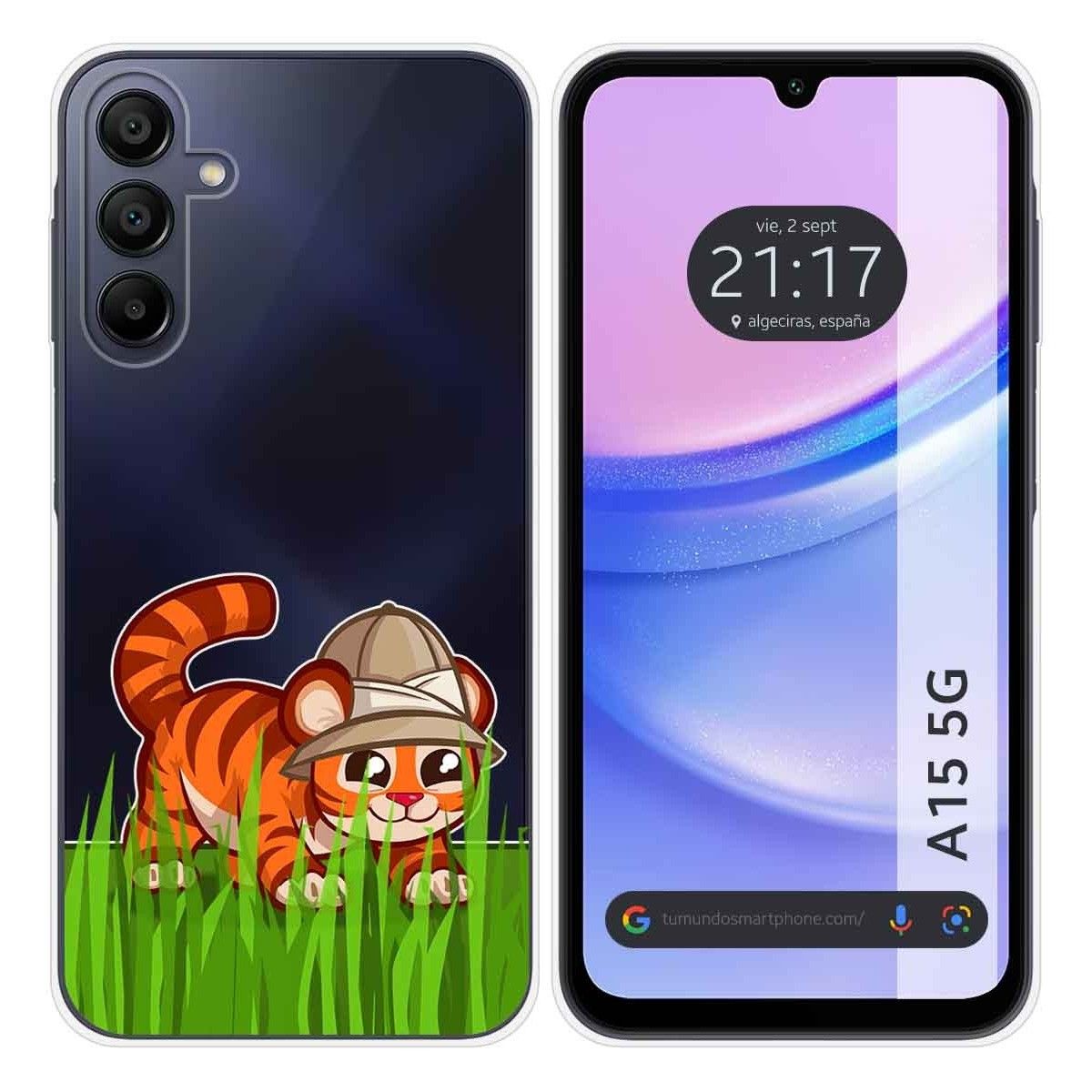 Funda Silicona Transparente para Samsung Galaxy A15 4G / 5G diseño Tigre Dibujos
