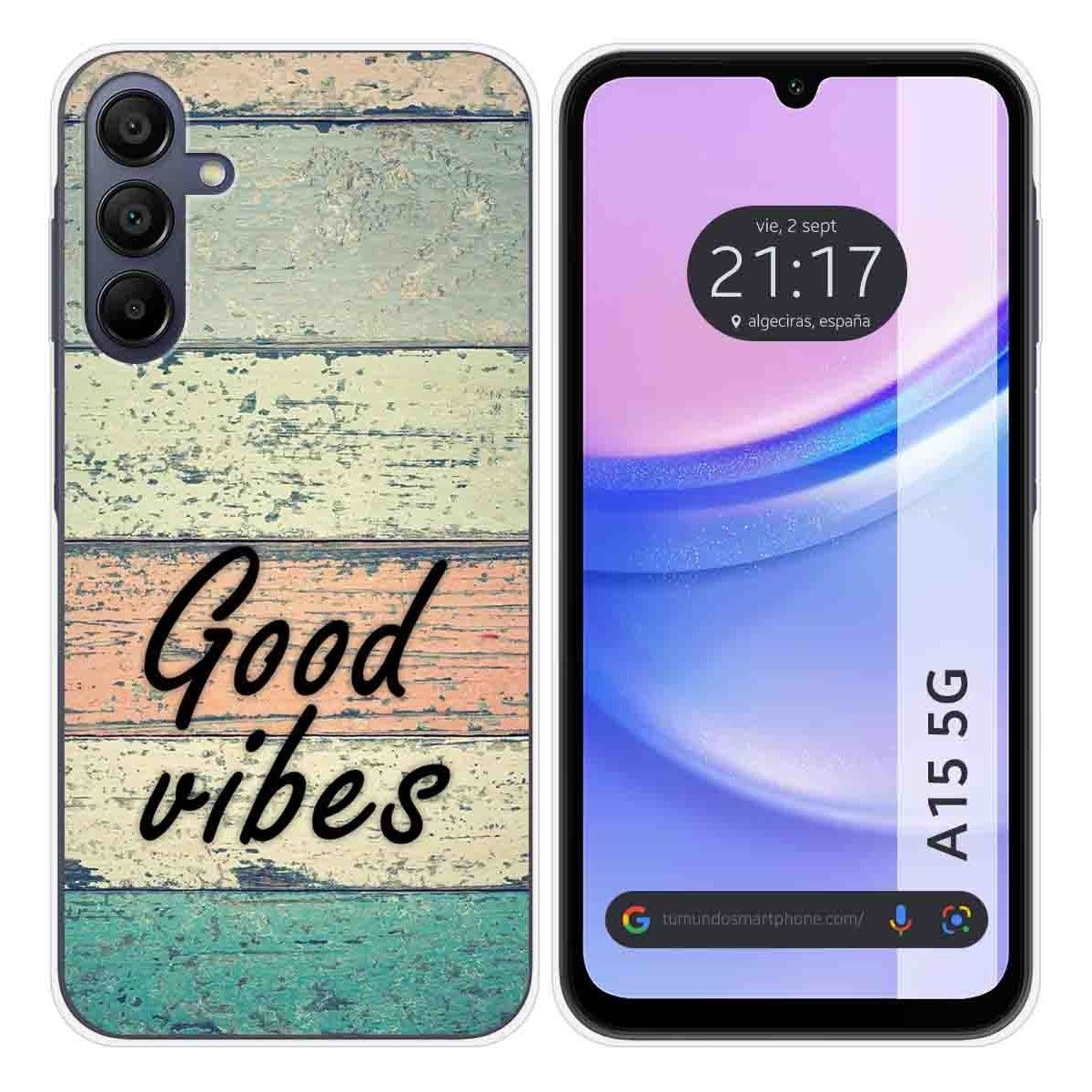 Funda Silicona para Samsung Galaxy A15 4G / 5G diseño Madera 01 Dibujos
