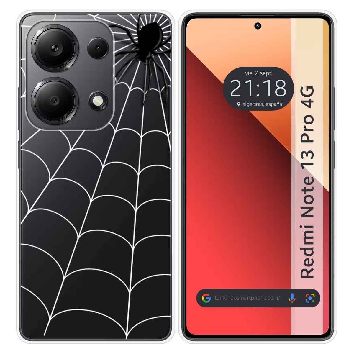 Funda Silicona Transparente para Xiaomi Redmi Note 13 Pro 4G diseño Araña Dibujos