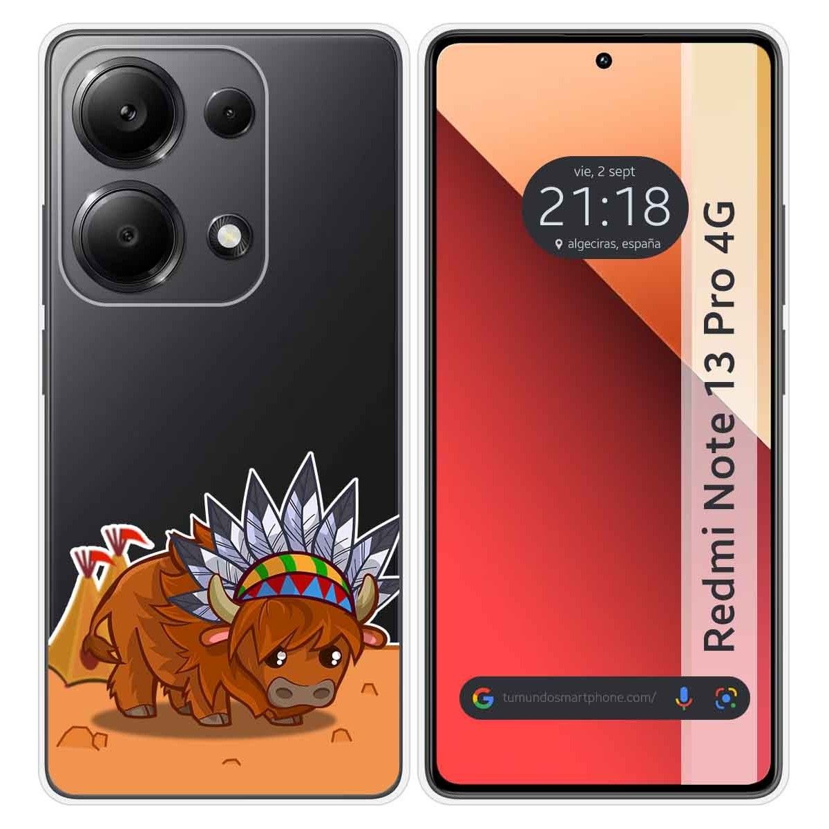 Funda Silicona Transparente para Xiaomi Redmi Note 13 Pro 4G diseño Bufalo Dibujos