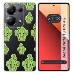 Funda Silicona Transparente para Xiaomi Redmi Note 13 Pro 4G diseño Cactus Dibujos