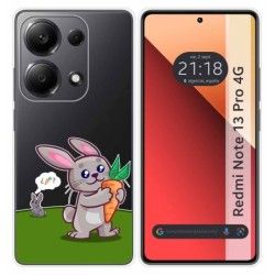 Funda Silicona Transparente para Xiaomi Redmi Note 13 Pro 4G diseño Conejo Dibujos
