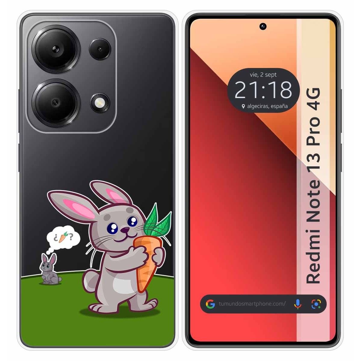 Funda Silicona Transparente para Xiaomi Redmi Note 13 Pro 4G diseño Conejo Dibujos