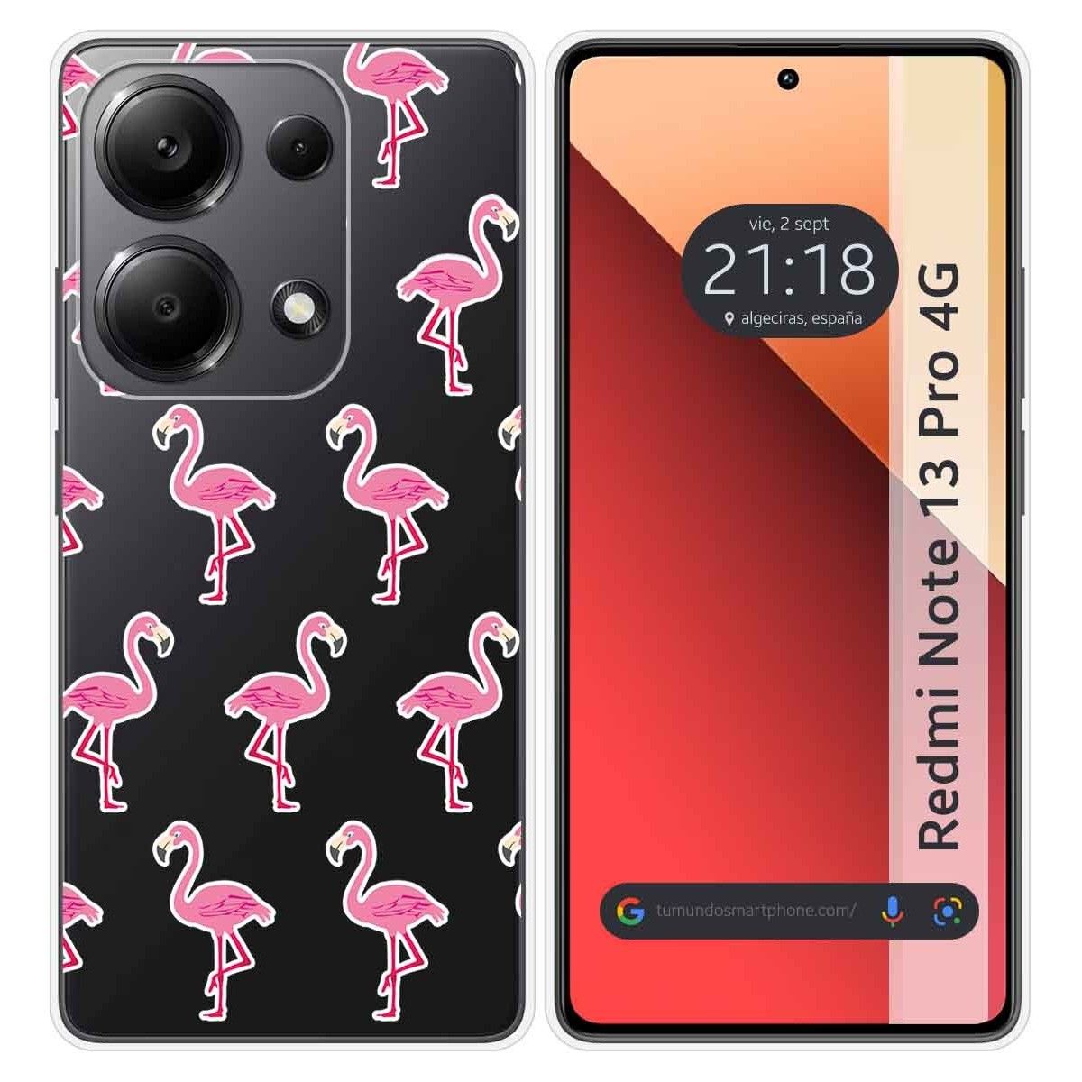 Funda Silicona Transparente para Xiaomi Redmi Note 13 Pro 4G diseño Flamenco Dibujos