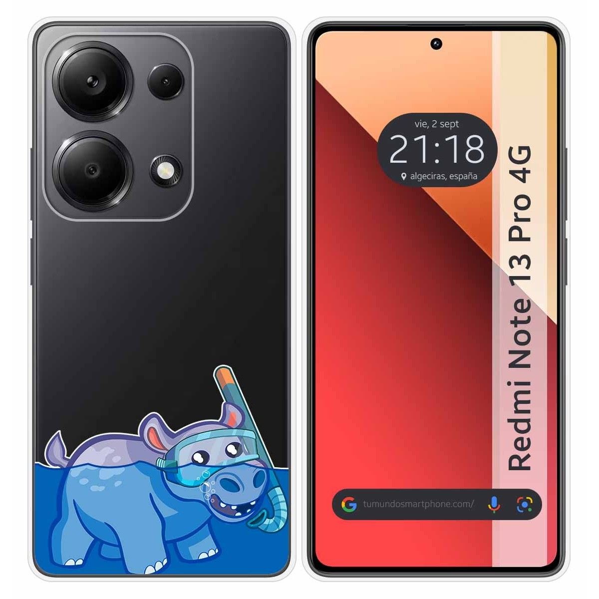 Funda Silicona Transparente para Xiaomi Redmi Note 13 Pro 4G diseño Hipo Dibujos