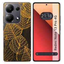 Funda Silicona Transparente para Xiaomi Redmi Note 13 Pro 4G diseño Hojas Dibujos