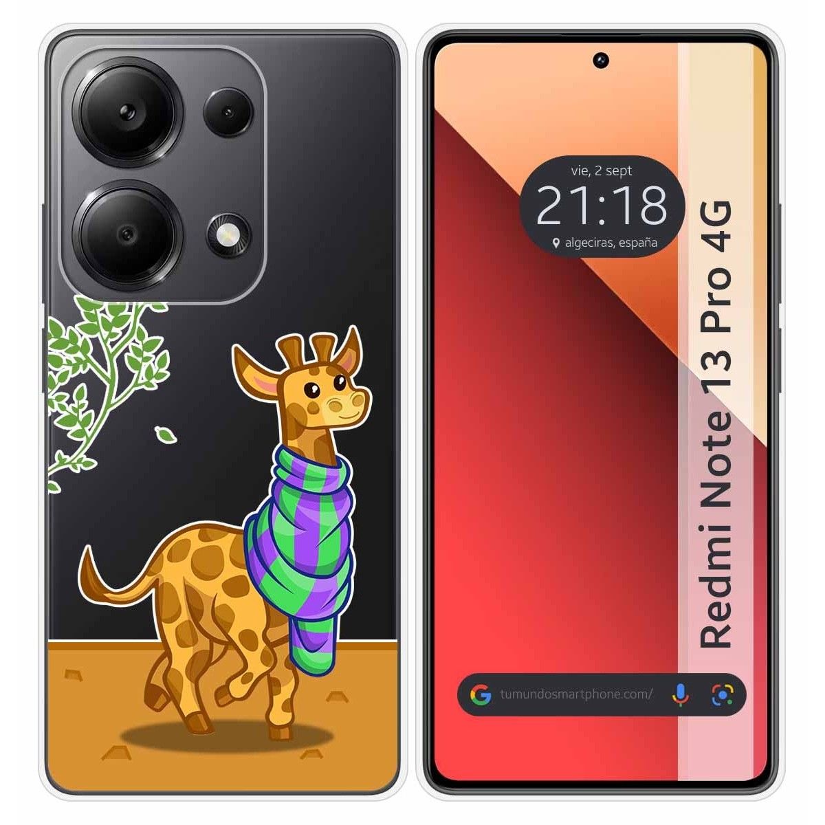 Funda Silicona Transparente para Xiaomi Redmi Note 13 Pro 4G diseño Jirafa Dibujos