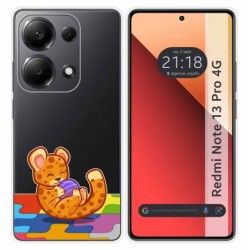 Funda Silicona Transparente para Xiaomi Redmi Note 13 Pro 4G diseño Leopardo Dibujos