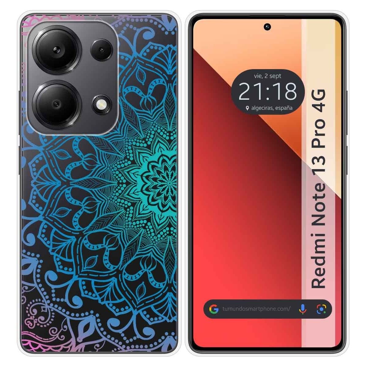 Funda Silicona Transparente para Xiaomi Redmi Note 13 Pro 4G diseño Mandala Dibujos
