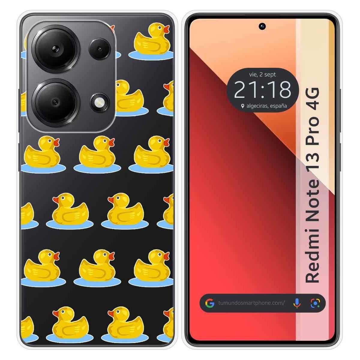 Funda Silicona Transparente para Xiaomi Redmi Note 13 Pro 4G diseño Pato Dibujos