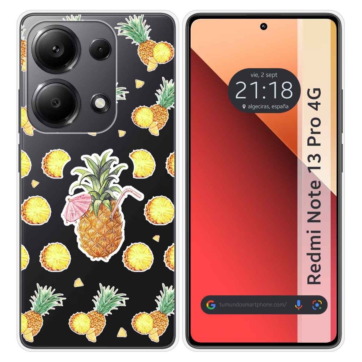 Funda Silicona Transparente para Xiaomi Redmi Note 13 Pro 4G diseño Piña Dibujos