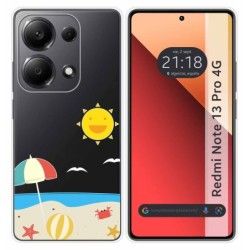 Funda Silicona Transparente para Xiaomi Redmi Note 13 Pro 4G diseño Playa Dibujos