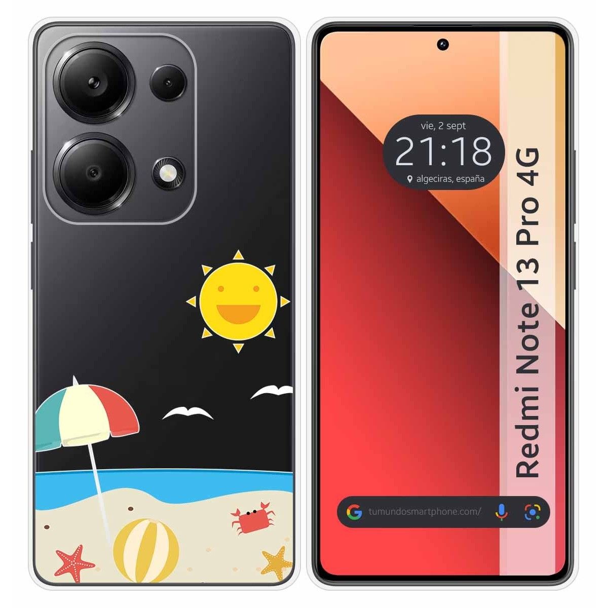 Funda Silicona Transparente para Xiaomi Redmi Note 13 Pro 4G diseño Playa Dibujos