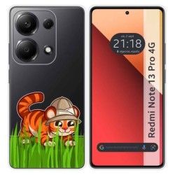 Funda Silicona Transparente para Xiaomi Redmi Note 13 Pro 4G diseño Tigre Dibujos