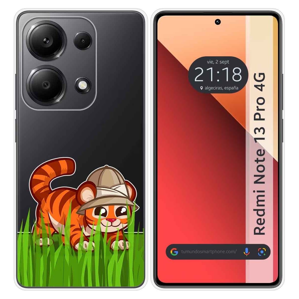 Funda Silicona Transparente para Xiaomi Redmi Note 13 Pro 4G diseño Tigre Dibujos