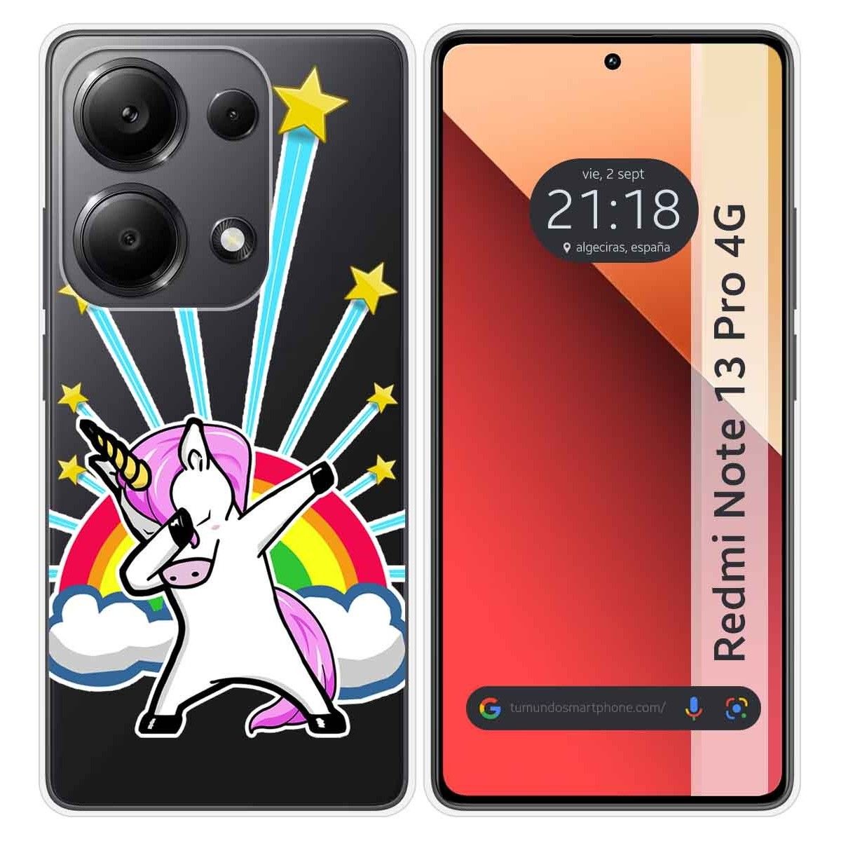 Funda Silicona Transparente para Xiaomi Redmi Note 13 Pro 4G diseño Unicornio Dibujos