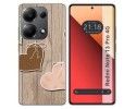 Funda Silicona para Xiaomi Redmi Note 13 Pro 4G diseño Corazones Madera Dibujos