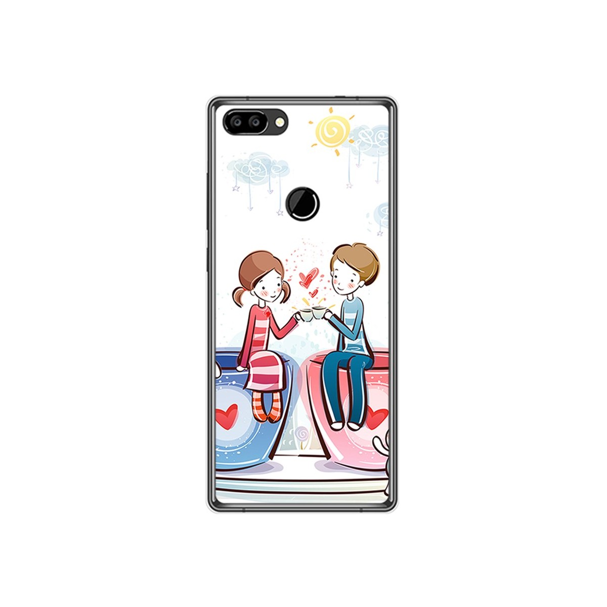 Funda Gel Tpu para Oukitel Mix 2 Diseño Cafe Dibujos