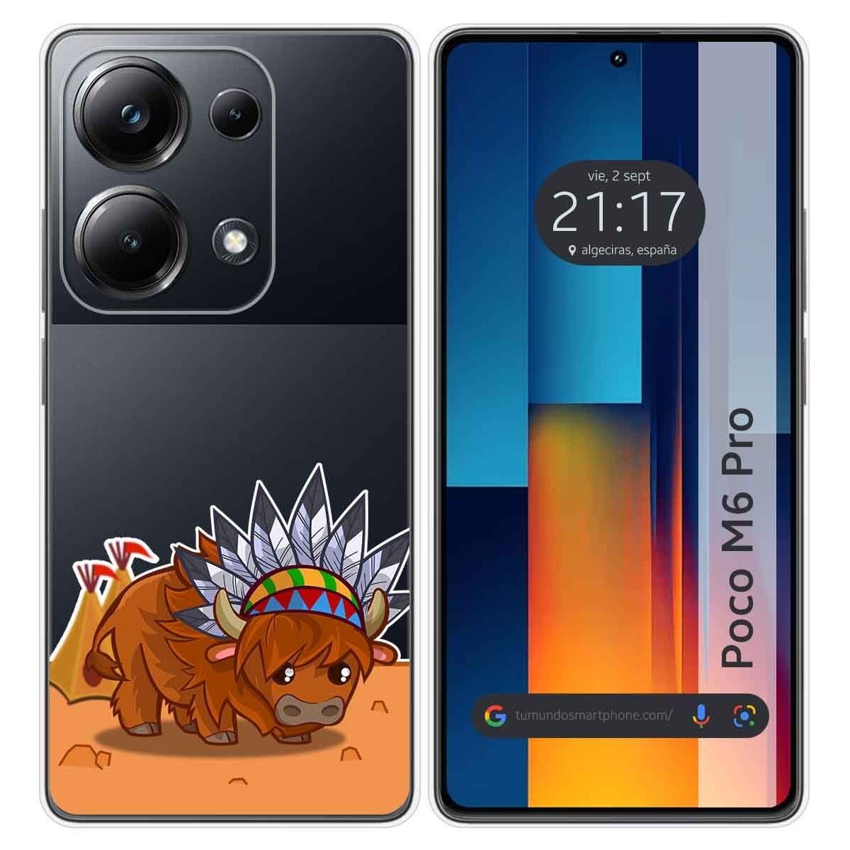 Funda Silicona Transparente para Xiaomi Poco M6 Pro 4G diseño Bufalo Dibujos